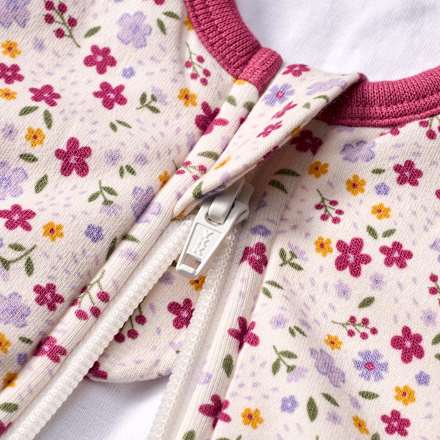 Schlafsack 3 TOG mit Blumen-Muster & Dino-Applikation, lila, 80 cm ALANA