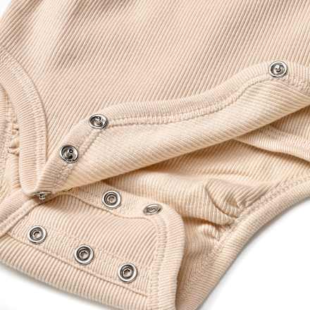 Wickelbody Langarm mit Mitwachsfunktion & Ripp-Struktur, beige, Gr. 50/56 ALANA