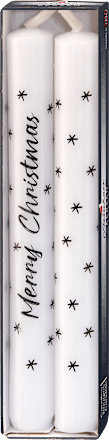 Stabkerzen "Merry Christmas" 180/22, weiß Steinhart KERZEN