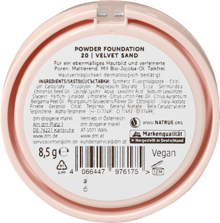 Powder Foundation Natural Finish 20 Velvet Sand alverde NATURKOSMETIK