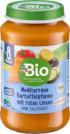 Menü Mediterrane Kartoffelpfanne mit roten Linsen ab dem 8. Monat dmBio