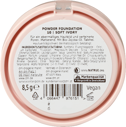 Powder Foundation Natural Finish 10 Soft Ivory alverde NATURKOSMETIK