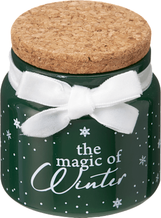 Duftkerzenglas "the magic of Winter" mit Korkdeckel & Schleife, grün (7 cm) Dekorieren & Einrichten