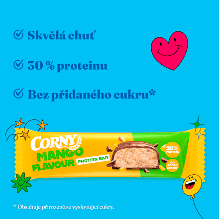 proteinová tyčinka mléčná čokoláda a mango Corny