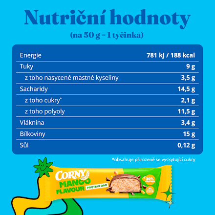 proteinová tyčinka mléčná čokoláda a mango Corny