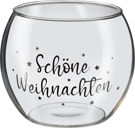 Glaskerzenhalter rund "Schöne Weihnachten", klar (10 cm) Dekorieren & Einrichten