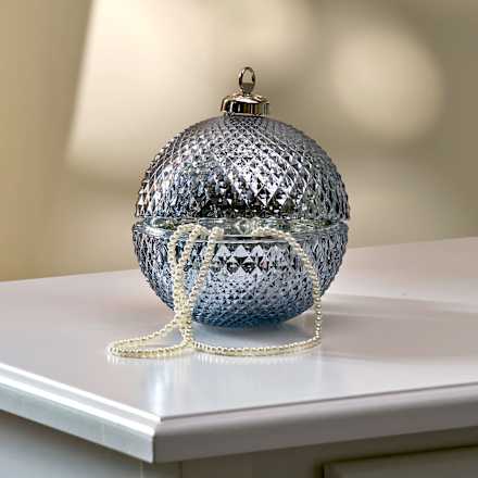 Dekorieren & Einrichten Glasdose Kugelform, blau-silber (12 cm), 1 St dauerhaft günstig online kaufen