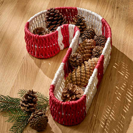Korb Zuckerstangenform, rot-weiß (41x25 cm) Dekorieren & Einrichten