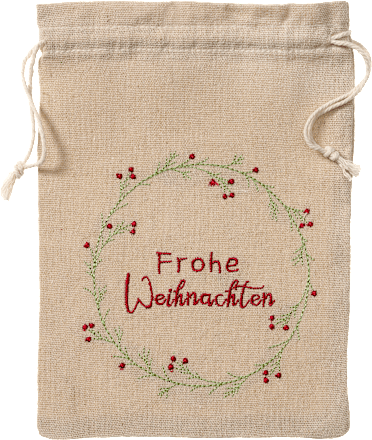 Jutebeutel "Frohe Weihnachten", beige-rot-grün Dekorieren & Einrichten