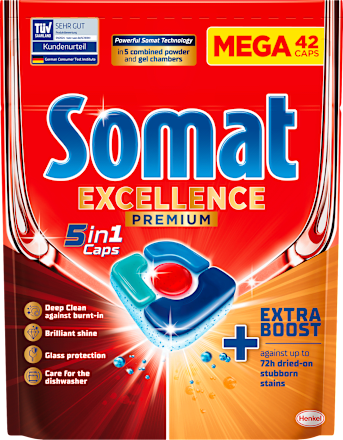 Excellence Premium 5in1 tablete za strojno pranje posuđa Somat