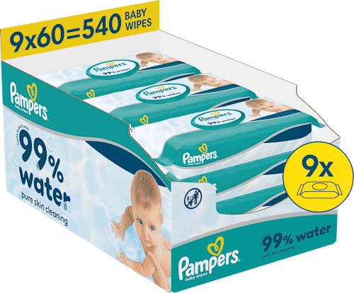 Feuchttücher 99 % Wasser (9x60 St) Pampers baby-dry
