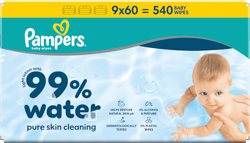 Feuchttücher 99 % Wasser (9x60 St) Pampers baby-dry