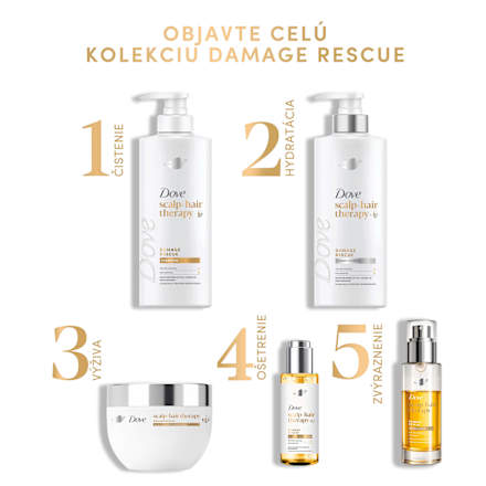 Šampón na vlasy scalp+hair therapy Damage Rescue Dove