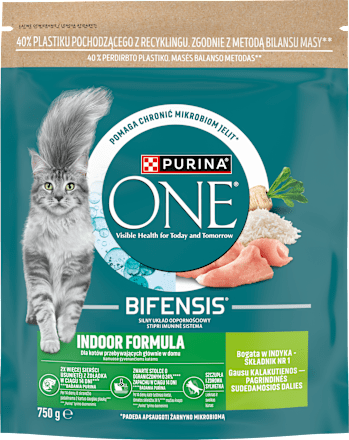 Karma sucha dla kotów Bifensis Indoor Formula, bogata w indyka PURINA ONE