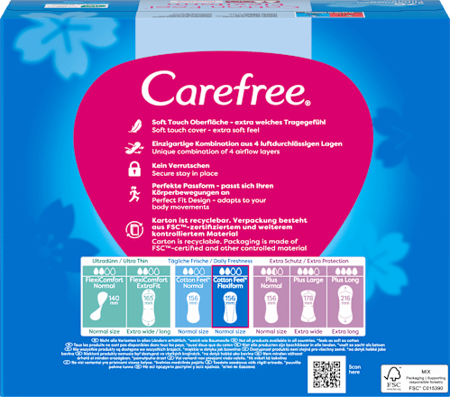 Slipeinlagen Cotton Feel Flexiform ohne Duft Carefree