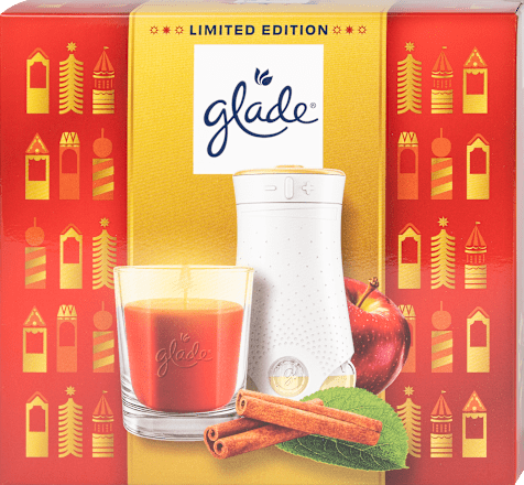 Darčekové balenie Vonná sviečka a Elektrický osviežovač - Twinkling Apple & Cinnamon glade