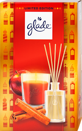 Darčekové balenie Vonná sviečka a Difuzér s tyčinkami - Twinkling Apple & Cinnamon glade