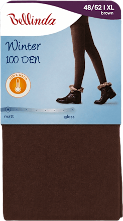 punčochové kalhoty WINTER 100DEN, velikost 48/52 XL, hnědá Bellinda