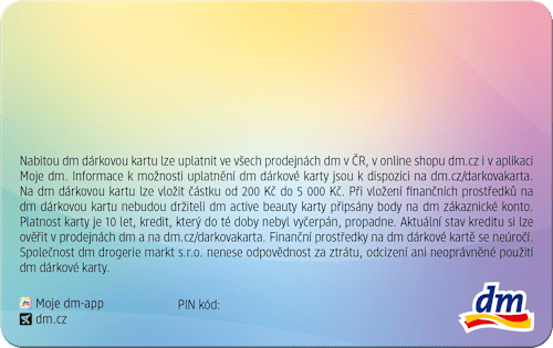 dárková karta prosteja v hodnotě 2000 Kč dm