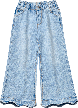 Jeans mit Paperbag-Bund, Muschelsaum & weitem Schnitt, blau, Gr. 116 ALANA