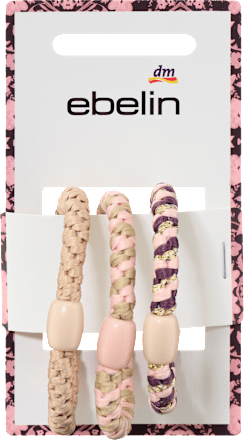 Haargummis geflochten, rosa, beige ebelin