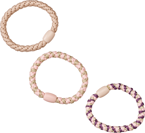 Haargummis geflochten, rosa, beige ebelin