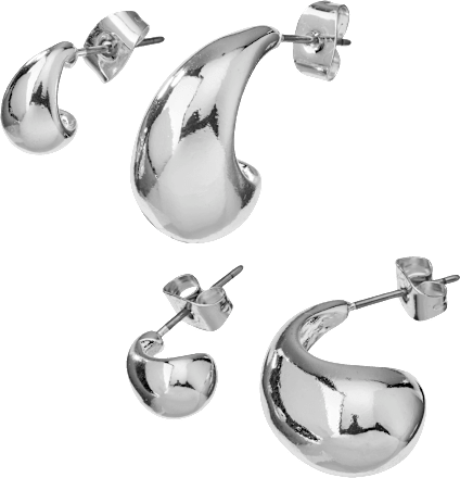 Ohrstecker Tropfenform, Silber-Optik ebelin