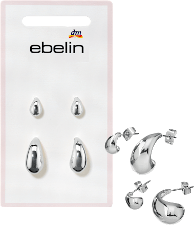 Ohrstecker Tropfenform, Silber-Optik ebelin