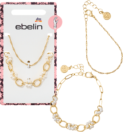 Armbänder mit Blumen & Perlen, Gold-Optik ebelin