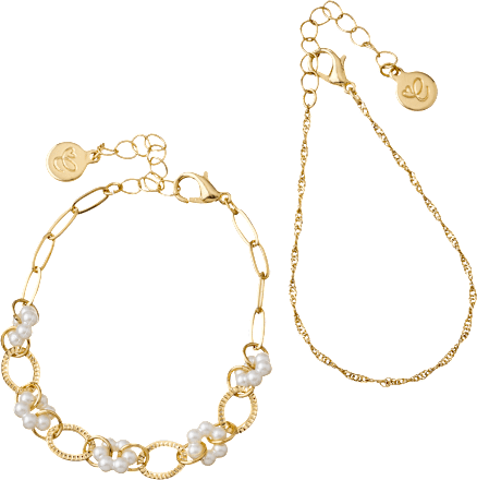 Armbänder mit Blumen & Perlen, Gold-Optik ebelin