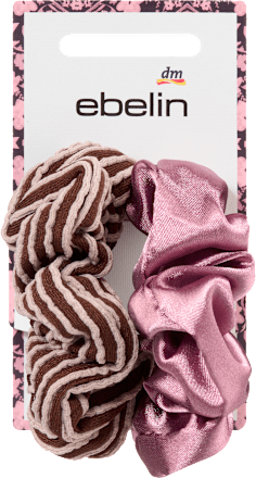 Scrunchies Satin lila & gestreift/braun ebelin