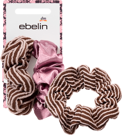 Scrunchies Satin lila & gestreift/braun ebelin