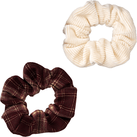 Scrunchies Cord-Optik & Karomuster, rot/creme ebelin