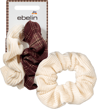 Scrunchies Cord-Optik & Karomuster, rot/creme ebelin