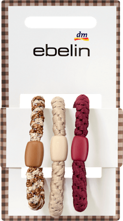 Haargummis geflochten, braun/rot/beige ebelin