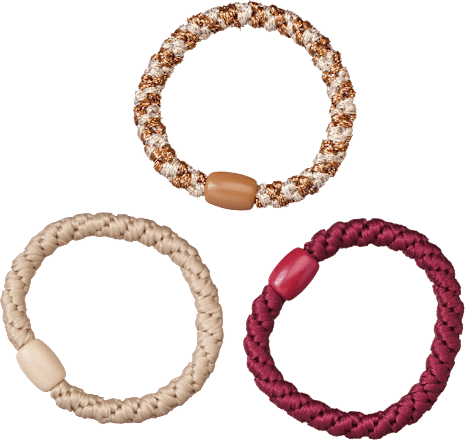 Haargummis geflochten, braun/rot/beige ebelin