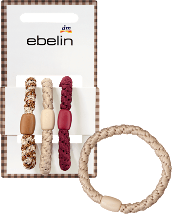 Haargummis geflochten, braun/rot/beige ebelin