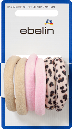 Haargummis beige, rosa, Leo-Muster ebelin