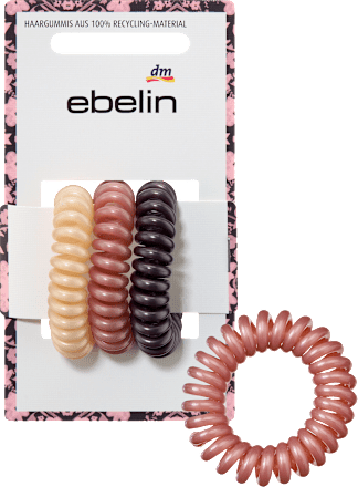 Spiralhaargummis, aubergine, rosa, beige ebelin