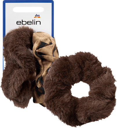 Scrunchies Felloptik & Leo-Muster, braun
 ebelin
