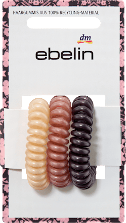 Spiralhaargummis, aubergine, rosa, beige ebelin