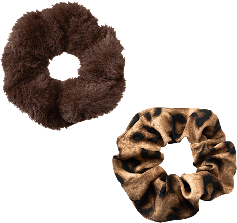 Scrunchies Felloptik & Leo-Muster, braun
 ebelin
