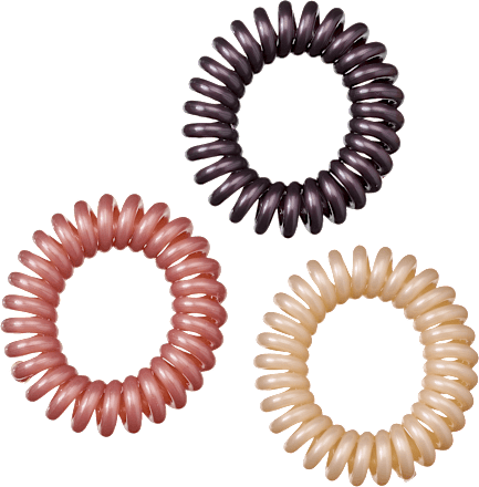 Spiralhaargummis, aubergine, rosa, beige ebelin