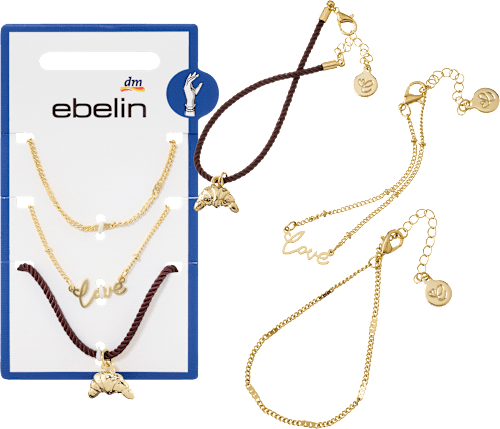 Armbänder Croissant & love, Gold-Optik ebelin