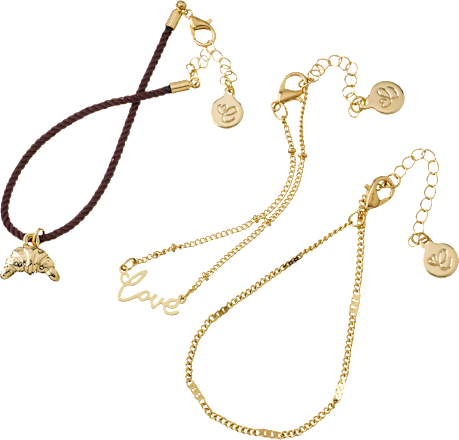 Armbänder Croissant & love, Gold-Optik ebelin