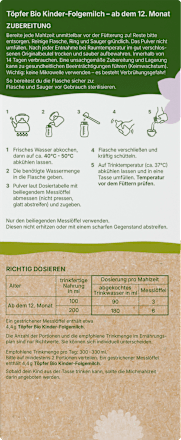 Folgemilch Kinder ab dem 12. Monat Töpfer