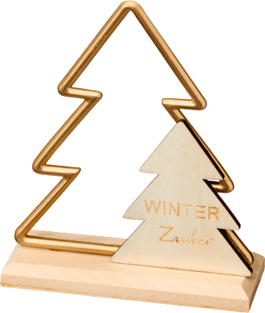Metallbaum mit Holzapplikation, gold-natur (16 cm) BOLTZE