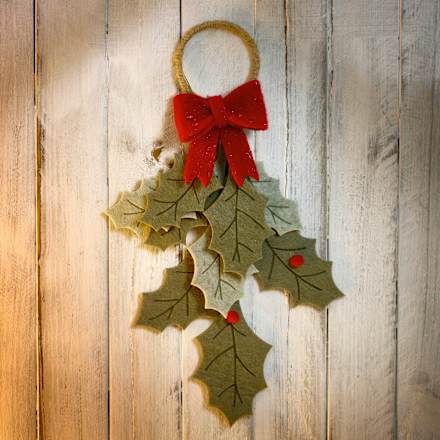 Filzzweig Ilex mit Beeren zum Aufhängen (14x3x27 cm) BOLTZE