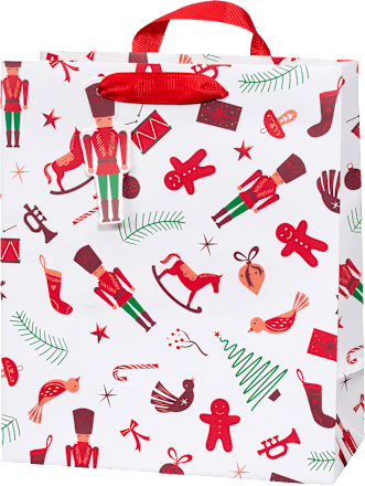 Geschenktasche Streifen, Sterne, Nussknacker & Häuser, midi hoch Profissimo