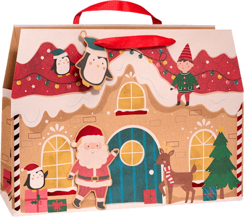 Geschenktasche Zuckerstangen/Lebkuchenhaus, maxi quer veredelt NK Profissimo
